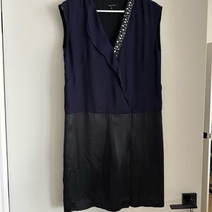 Elegant Navy and Black Sleeveless Dress